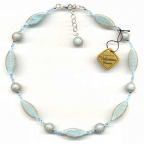 Light Aqua, Aventurina Striped, Navette Necklace